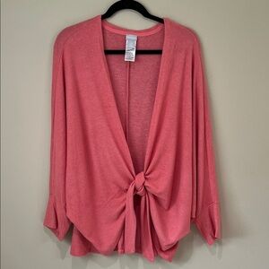 Chico's Coral Tie-Front Cardigan
